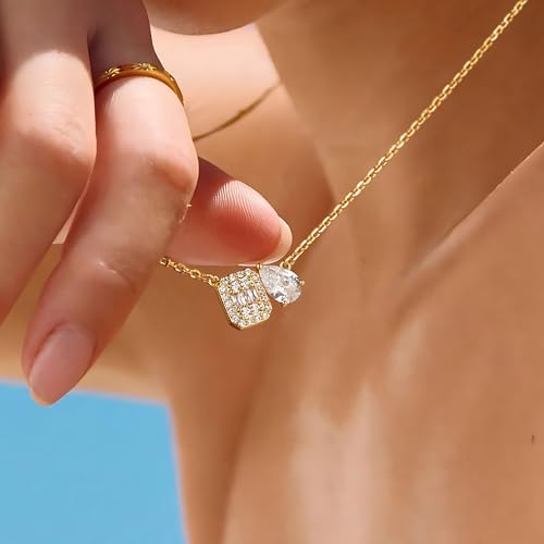 Fettero Gold Necklace for Women - 14K Plated Dainty Gold Necklaces Cute Charm Pendant Trendy Necklaces for Women Jewelry