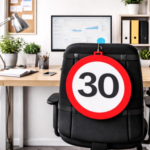 Riesen Verkehrsschild * Zahl 30 * ┃ Ø 47,5cm ┃ Deko 30. Geburtstag ┃ Türschild und Straßenschild ┃ Mit & ohne Aufhänger | Geburtstagsdeko Partydeko
