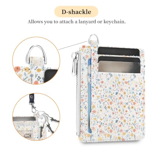 Image of Hancynir White Floral Slim Wallet Women Credit Card Holder, RFID Small