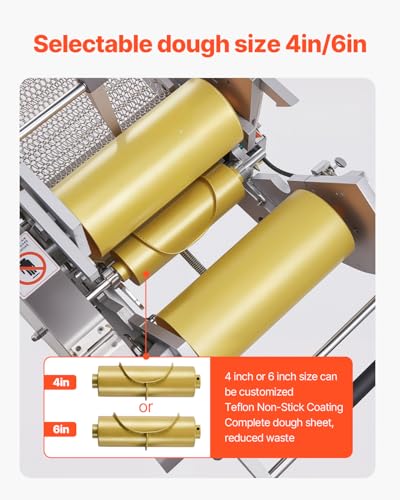 Image of VEVOR Electric Tortilla Maker, Automatic Corn Tortilla Making Machine with Non-Stick Coating and Two Molds(4 in + 6 in), Electric Chapatti Machine Suitable for Produce Sopes Pita Tortilla Pizza