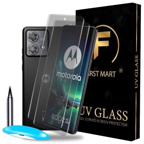 Image of FIRST MART Matte UV Tempered Glass for Motorola Edge 40 & Edge 40 Neo 5G, 2 Pack | Anti-Glare Curved Screen Protector, 9H Scratch Resistant, Fingerprint Compatible, Case-Friendly
