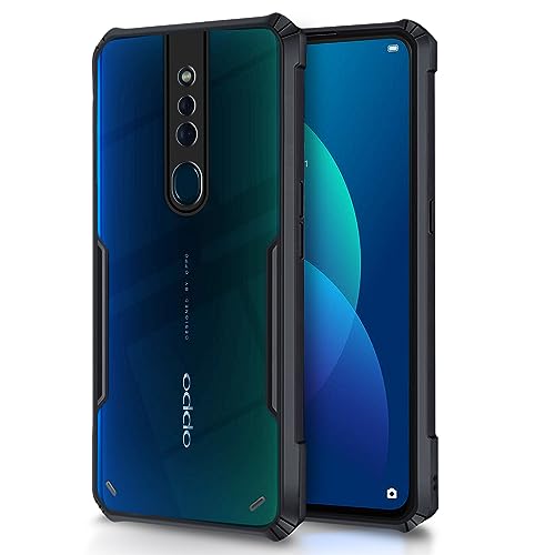 Image of Pikkme Oppo F11 Pro Back Cover | Crystal Clear Transparent Back | Ultra Hybrid | Full Camera Protection | Raised Edge | Bumper Back Case for Oppo F11 Pro (Black)