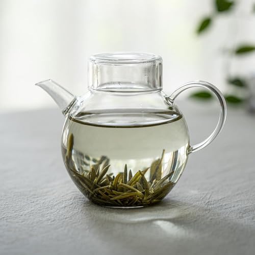 hakiloft 耐熱ガラス ティーポット おしゃれ 紅茶 ポット 茶こし付き 手作り 急須 直火可 ハーブティーポット 水出し teapot 日本茶 中国茶 花茶 工芸茶 やハーブティーとお茶 ティーバック 大容量 使いやすさ 母の日 健康茶器(豆梨-200ml)のサムネイル