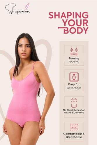 Image of SHAPEMOUR Thong Bodysuit for Women, Slimming Design Shapewear for Women, Tummy Control Body Shaper with Silicone Grip, No Steel Bones for All Day Comfort, Seamless Sculpting Bodyshaper