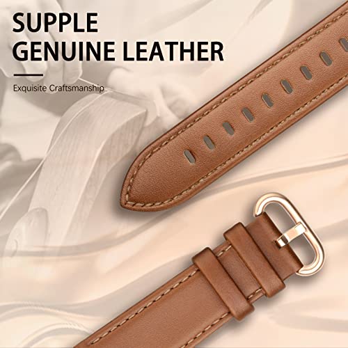 Swees Leather Band Compatible For Iwatch 38Mm 40Mm, Genuine Leather Replacement Strap Rose Gold Buckle Compatible Iwatch Series 6 5 4 3 2 1 Sports & Edition Women And Men, Classic Brown #TOP1