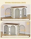 Hzuaneri Hundekäfig Möbel, 108 cm Hundebox für Zuhause, 3 Türen, Bogentür, Moderne Hundebox Indoor für Hunde, Beistelltisch, Hundekäfig Hochbelastbar, 108 x 64 x 76 cm, Weiß Braun DFC86014B