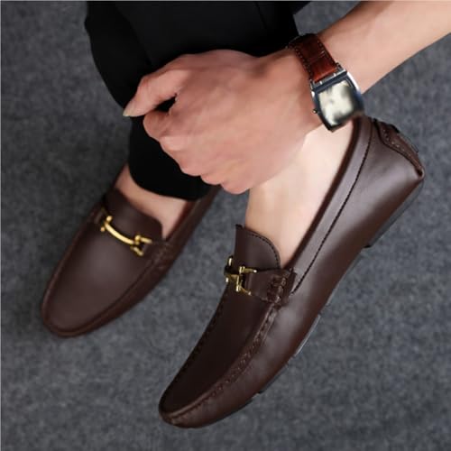 Men's Loafers Round Toe Simple Leather Lightweight Slip Resistant Flat Heel Fashion Slip-ons2