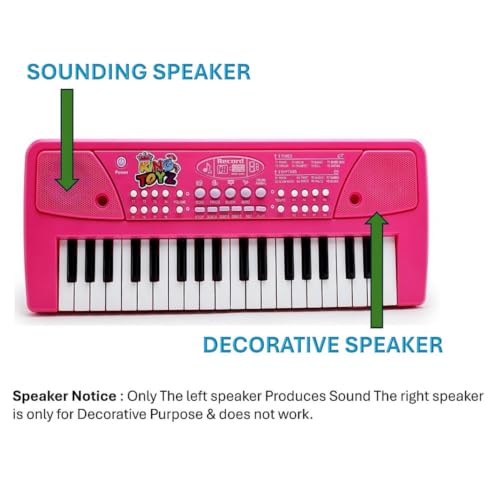 Image of Kids Piano Keyboard with Mic | 37 Keys, 8 Rhythms, 8 Tones & 6 Demo Songs | Electronic Musical Toy for Boys & Girls Age 2-5 | Educational & Recording Keyboard for Beginners - Pink