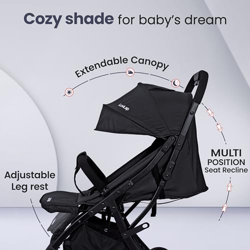 Image of LuvLap Regency Baby Stroller, Pram for 0 to 3 Years with 5 Point Safety Harness, Large Storage Basket, Heavy Duty Wheels, Easy Fold, Extendable Canopy, Multilevel Recline & Adjustable footrest