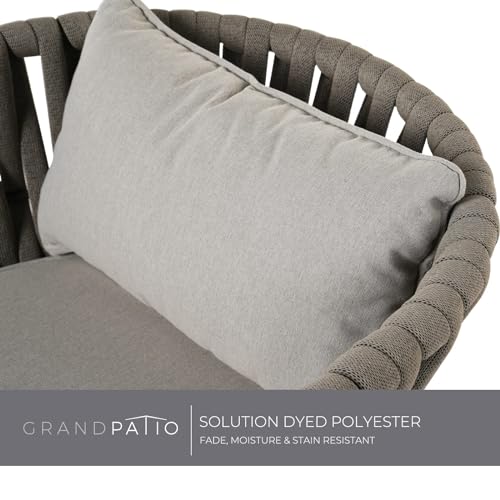 Grand patio Swivel Rope Wicker Chairs Set of 2, Patio Dining Chairs with Cushions, Wicker Armchairs Frame, Outdoor Modern Style for Backyard, Balcony, Quinn, Light Gray Brown - Image 5