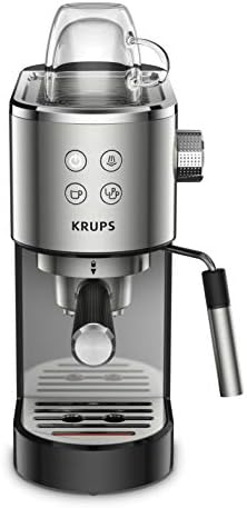 KRUPS Virtuoso ekspres do kawy ze stali nierdzewnej automatyczny, kompaktowy, 2 kubki, dysza parowa do cappuccino i gorącej wody XP442C11