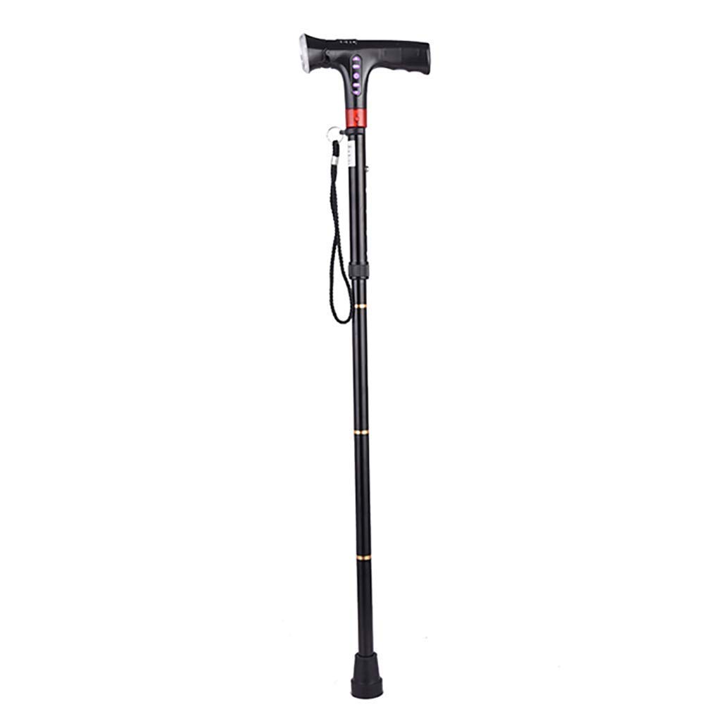 Bastón Plegable para Caminar con luz LED y botón de Alarma, Ligero, Plegable, portátil, Ajustable, para Hombres, Mujeres, Ancianos, muletas Times
