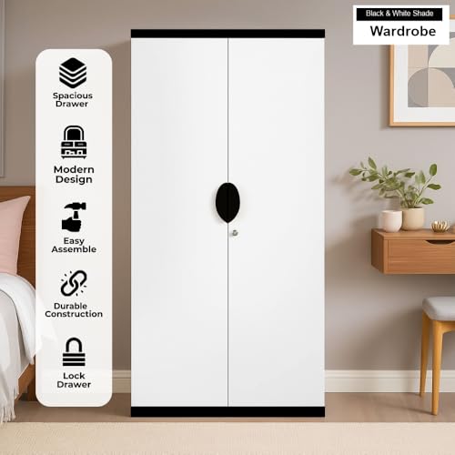 Image of Callas 2 Door Engineered Wood Wardrobe | Modern Bedroom Storage Cabinet with Lock & Shelves | Compact Almirah for Clothes, 1 Year Warranty with Free Installation