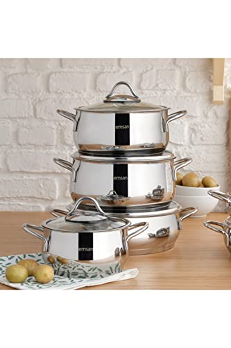 Emsan Cemre - Bateria de cozinha (aço inoxidável, 8 peças)