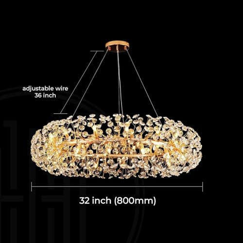 Image of Harold Electricals Modern Golden Radiance Burst Dining Chandelier, Linear Dining Room Light Fixture, Gold Metal Finish, Light Fixture for Living Room, Dining Area & Home Decor- Inbuilt LED (800mm)