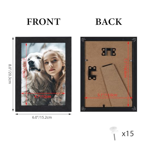 HORLIMER 7x5 Photo Frames Set of 15, Black Picture Frames 7x5, Wooden 5x7 Photo Frame Display 5 by 7 Photo for Wall or Tabletop - Image 2