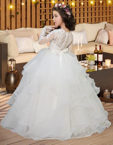 Tulle Flower Girl Dress Lace Applique Pageant Dress for Girls First Communion Dress Princess Ball Gowns Party4