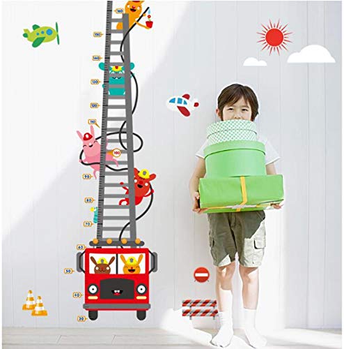 Medidor de altura para niños camión contra incendios Gráfico de altura de dibujos animados Pegatinas de pared Decoración del hogar decoración del hogar 60 * 90 cm