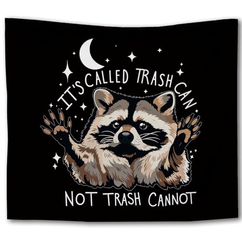 Foritho Funny Raccoon Tapestry, Humorous Raccoon Meme Witchy Tapestry Wall
