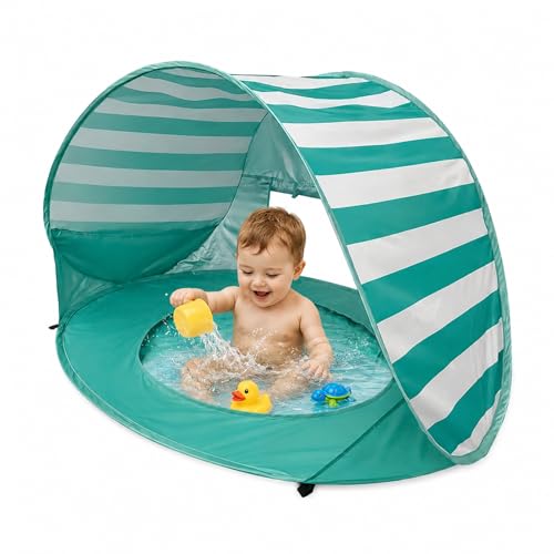 Tente De Plage pour Bébé Popup Tente De Plage pour Bébé avec Mini Piscine Tentes De Plages Anti UV, Portable pour Enfant pour Plages, Camping,...