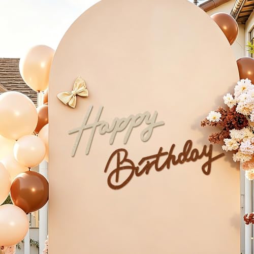 Image of TONIFUL Happy Birthday Sign for Backdrop - Glitter Brown Champagne Gold Felt Banner - Includes Dot Glue - Perfect for Birthday Party Backdrop,Wall Decr,Balloon Arch,Photo Background
