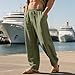 FQZWONG Men's Linen Pants Breathable Heat-dissipating Straight Leg Pants Loose-Fitting Casual Pocketed Sports Trousers（2-Army Green,XX-Large
