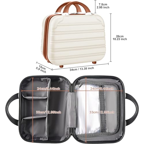 Hard Case Luggage 2 Piece Sets Carry On Luggage Lightweight With Spinner Wheels Rolling Suitcase 22x14x9 Airline Approved PC+ABS TSA Lock Hardshell Travel Carry On Hardside 14/20 Inch 2PCS,Beige3