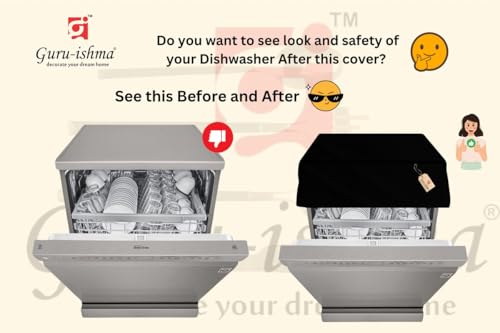 Image of Waterproof Dishwasher Cover for 12 to 15 Place Setting | Suitable with Bosch, LG, IFB, Hafele, Faber & More | Dustproof Appliance Protector Zip Cover Universal Fit-(60X60X88cms Black)