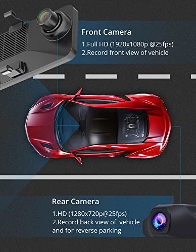 Image of Android Dash Camera -Full HD Front and Rear Cameras | WiFi | GPS | BT | 4GB Ram / 32 GB ROM| Emergency Recording, Night Vision, Back Parking Assistance | 256 GB SdCard Support Dashboard Cam