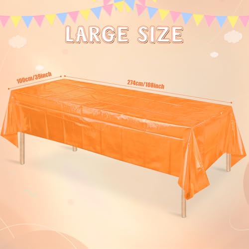 Image of 3 Pack Iridescent Orange Plastic Tablecloth, Shiny Orange Disposable Laser Rectangle Table Covers, Holographic Foil Tablecloth Party Decorations for Tequila Sunset Birthday Banquet Party, 40 x 108Inch
