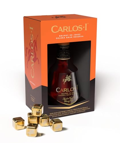Carlos I, Brandy de Jerez Solera Gran Reserva, 70 cl con cubitos de hielo reutilizables de regalo