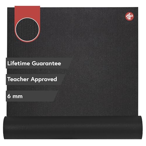 Manduka PRO Yoga Mat – Premium 6mm Thick Mat, Eco Friendly, Oeko-Tex Certified, Free of ALL Chemicals, High Performance Grip, Ultra Dense Cushioning for Support & Stability in Yoga, Pilates, Gym and Any General Fitness - 85 inches, Black, 85' x 26'