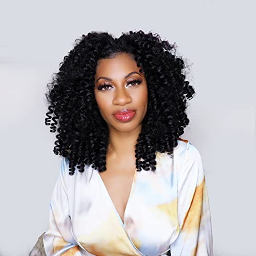 ROSDINA Wand Curl Crochet Braids Crochet Hair - 12 inch 1B Jamaican Bounce Crochet Hair Short Crochet Synthetic Braiding Hair Extensions(12", 1B-6P）