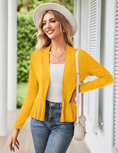 Image of GRACE KARIN Women's Lightweight Peplum Cardigan Sweaters Open Front Cropped Cardigan Long Sleeve Trendy Summer Knit Tops