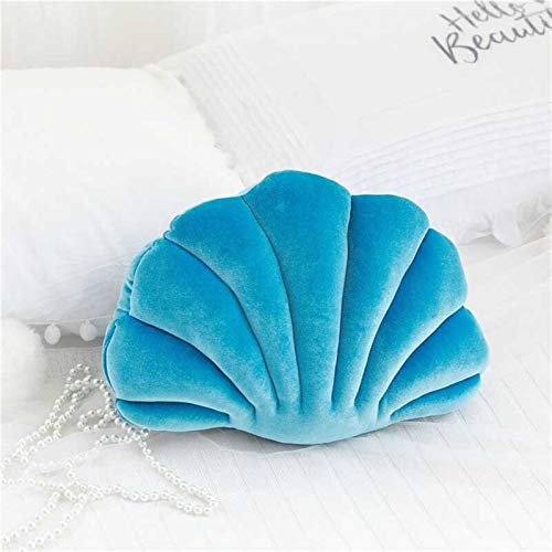 N\A para la Silla de Asiento para el hogar Cojín de Lujo Terciopelo de Lujo de la Boda Wave Wave Back-Rest Pad Colorful Shell Almohada Seguro y Saludable (Color : Blue, Size : M 46x33cm)