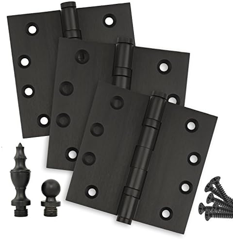Embassy Door Hinge Solid Brass - 4 x 4 Inch, Heavy Duty, Oil Rubbed Bronze, Ball Bearings, Rust Resistant Stainless Steel Pin, Architectural Designer Grade, Home Improvement, 3 Pack