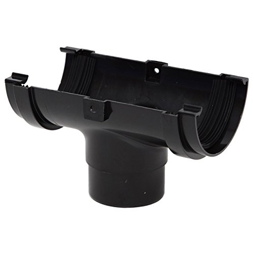 RM305b Black Polypipe Mini Gutter Running Outlet Half Round for shed, Conservatory, Porch etc Mini guttering 75mm NOT Standard guttering - Smaller