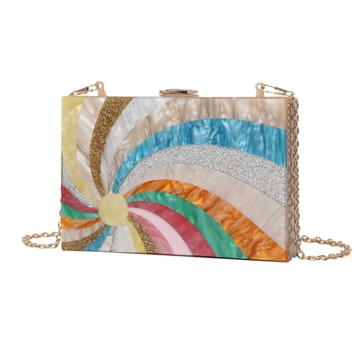 Sac à bandoulière tendance arc-en-ciel en acrylique de haute manufacture