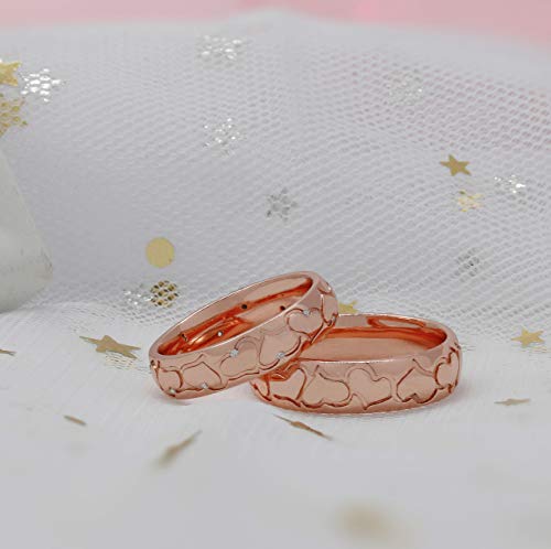 Image of Couples Love Rings Personalized Sterling Silver Rings His & Hers Real Love Heart Promise Rings Wedding Engagement Bands Gift Rings