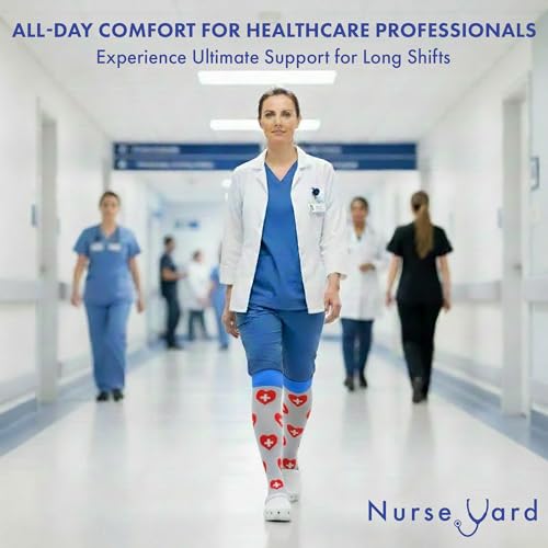 Image of Nurse Yard Compression Socks for Nurses - Women & Men - 20-30mmHg Graduated Compression, For Medical Staff, Athletes - 1 Pair