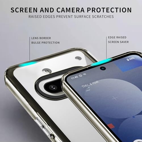 Image of Craftmind Anti-Yellow Clear Mobile Phone Back Cover Case for Nothing Phone 3A, UV Shield Technology, Grey, Hard Cover, Drop Protection, Mag-Saf Compatible