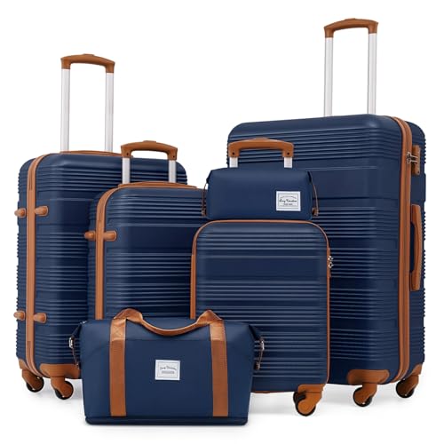 LONG VACATION 6 Piece ABS+PC Hardshell Luggage Set with Spinner