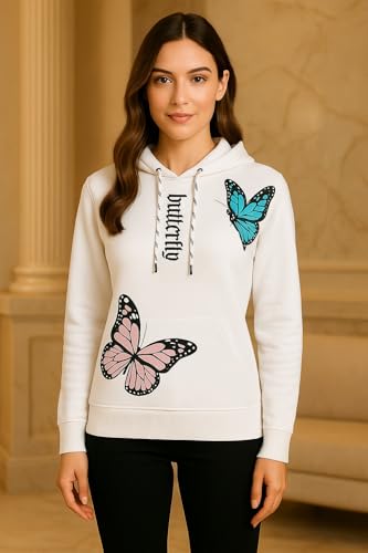 Image of Raves Womens Stylish Printed Hoodie | Trendy Cotton Fleece Hooded Sweatshirt for Women & Girls | Full Sleeve Winter Wear Pullover