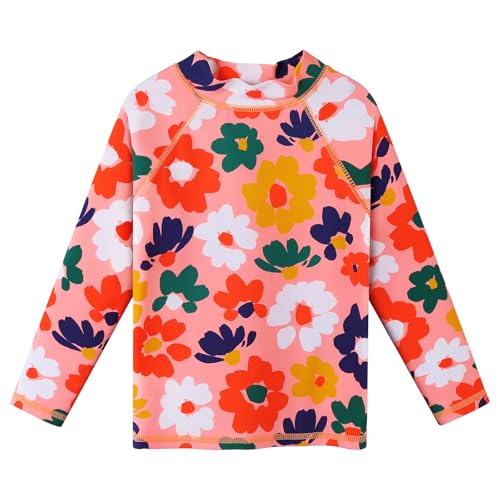 Image of Girls Two Piece Swimsuit Long Sleeve Floral Bathing Suit UPF 50+ Summer Beach Swimwear