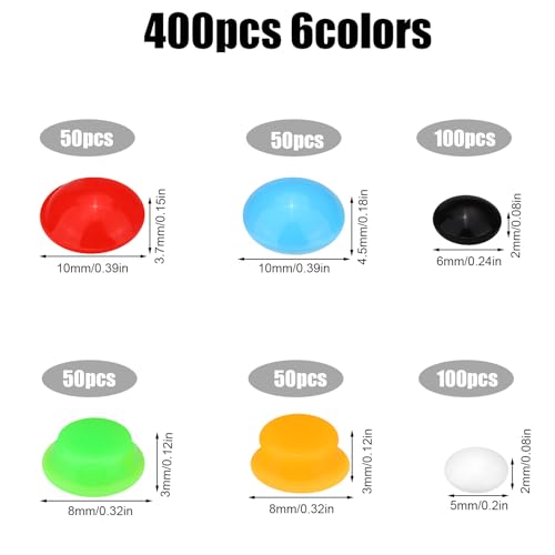 Tinoaly 400St Tastpunkte für Sehbehinderte, Selbstklebend Silikon Braille Aufkleber Hilfsmittel für Sehbehinderte Tastpunkte for Blinde und Ältere Menschen (Schwarz, Rot, Grün, Orange, Blau, Weiß)