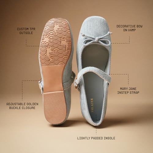 Image of Theater Dorothy Casual Ballet Flats for Women | Stylish Mary Jane Ballerina with Bow Detail | Lightweight Comfortable Footwear with Cushioned Insole