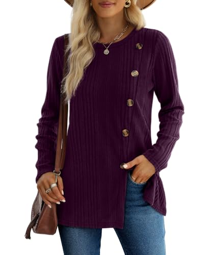 Image of XIEERDUO Long Sleeve Tops for Women Tunics Buttons Front Slit