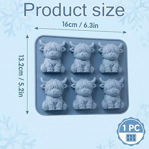 Molde de cubitos de hielo de vaca Highland Cow mini azul miniatura 2