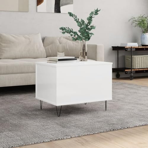 BOWEKAM Home & Garden - Mesa de centro de color blanco brillante, 60 x 44,5 x 45 cm, diseño de madera