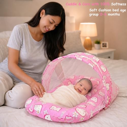 Image of Infantbond 56 in 1 New Born Baby Complete Daily Items Combo (0-6 Months) (Apple) (Pink Kitty)